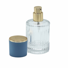 12x Poederblauw - 30ml Ronde Geribbelde Fles, Spray en Dop