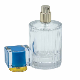 8x Poederblauw - 50ml Ronde Geribbelde Fles, Spray en Dop