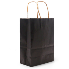 12x Grote Cord Handle Paper Gift Bag (26x32x12cm) - Zwart (130g)