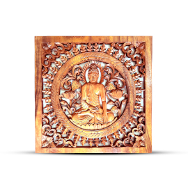 Vierkant Decoratief Houten Boeddha Paneel 40x40cm