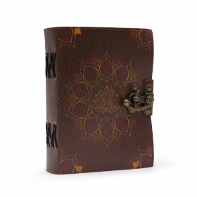 Lederen Lotus Mandala Notitieboek met Scheurrand (18x13 cm)