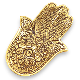 6x Goud Aluminium Kleine Hamsa Wierookhouder 13x5.5cm