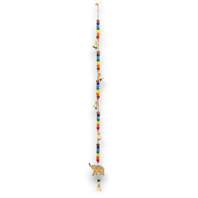 4x Indianen Windgong - Koperen Olifant met Chakra Kralen String Klokjes - 53cm