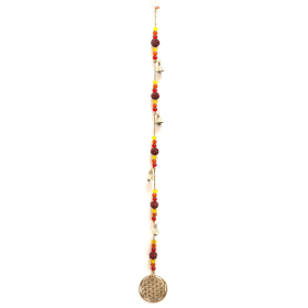 4x Indianen Windgong - Koperen Bloem des Levens met Rudraksha Kralen String Klokjes - 6x63cm