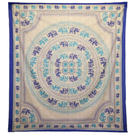 Wandkleed / Sprei - Olifant Mandala - Blauw