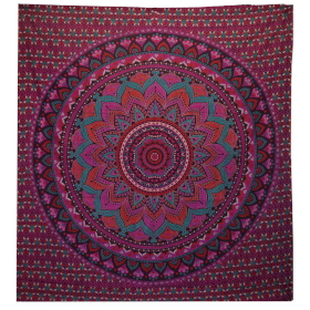 Dubbele Katoenen Sprei + Wandkleed - Klassieke Mandala - Paars