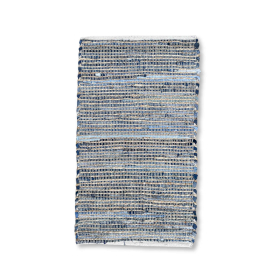 Kleine Jute en Gerecycled Katoen Tapijt - 50x90cm - Blauw