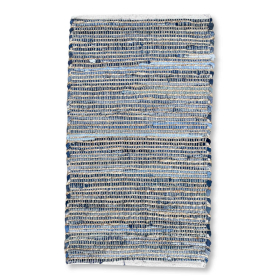 Middelgrote Jute en Gerecycled Katoen Tapijt - 90x150cm - Blauw