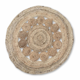 Rond Zacht Jute Tapijt met Cirkelpatroon Binnenin - 90cm