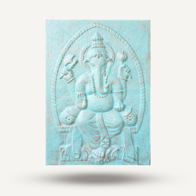 Groot Frame Ganpati Turquoise Reliëf - 0,7x1m