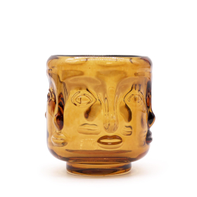 3x Buddha Faces Kaarsenpot - Antiek Amber